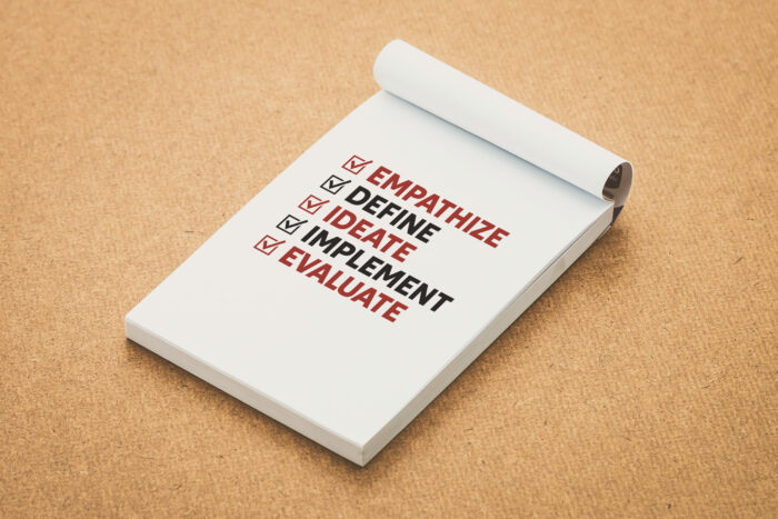 Notepad page with a checklist of the human-centered design process.